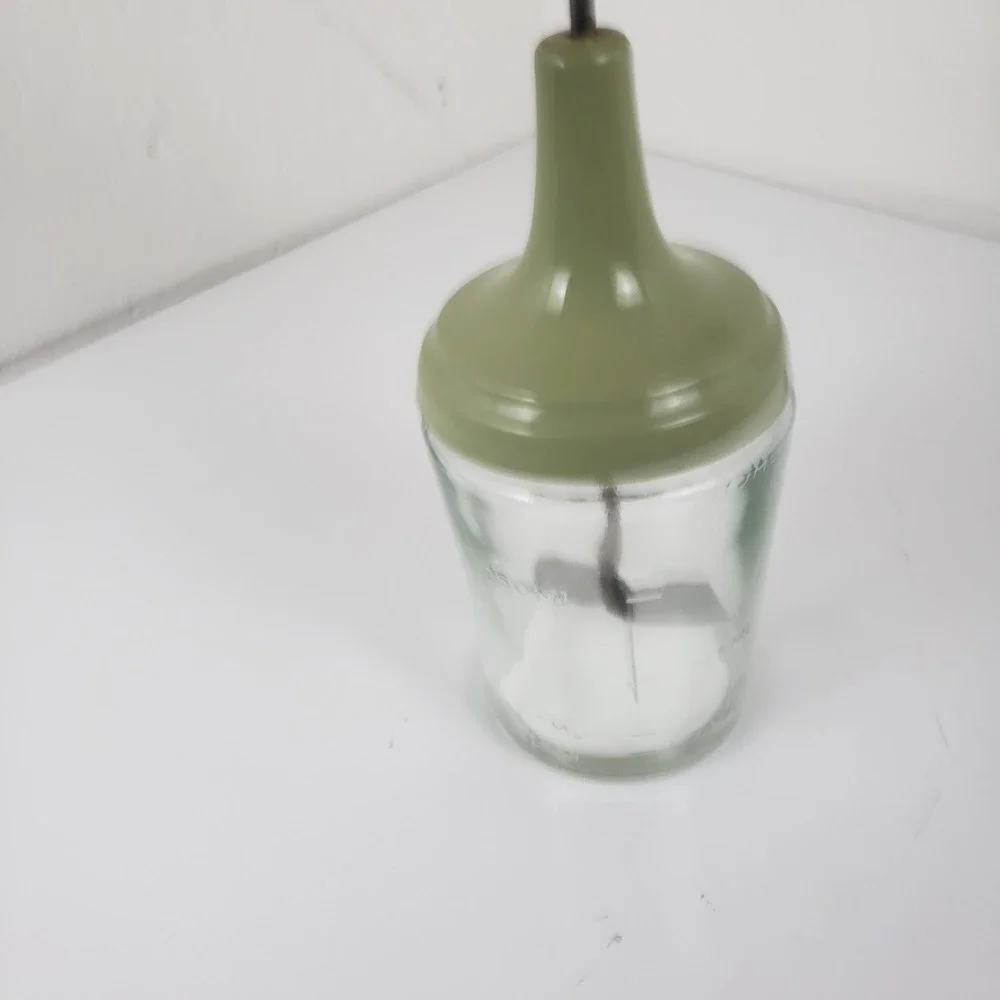 Vintage Manual Nut Food Chopper Glass Jar Stainless Blades Avocado Green 1.5 Cup